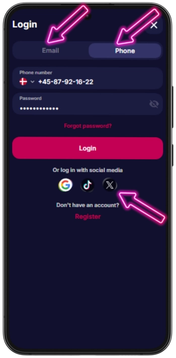 NV Casino Login muligheder med email telefon og social